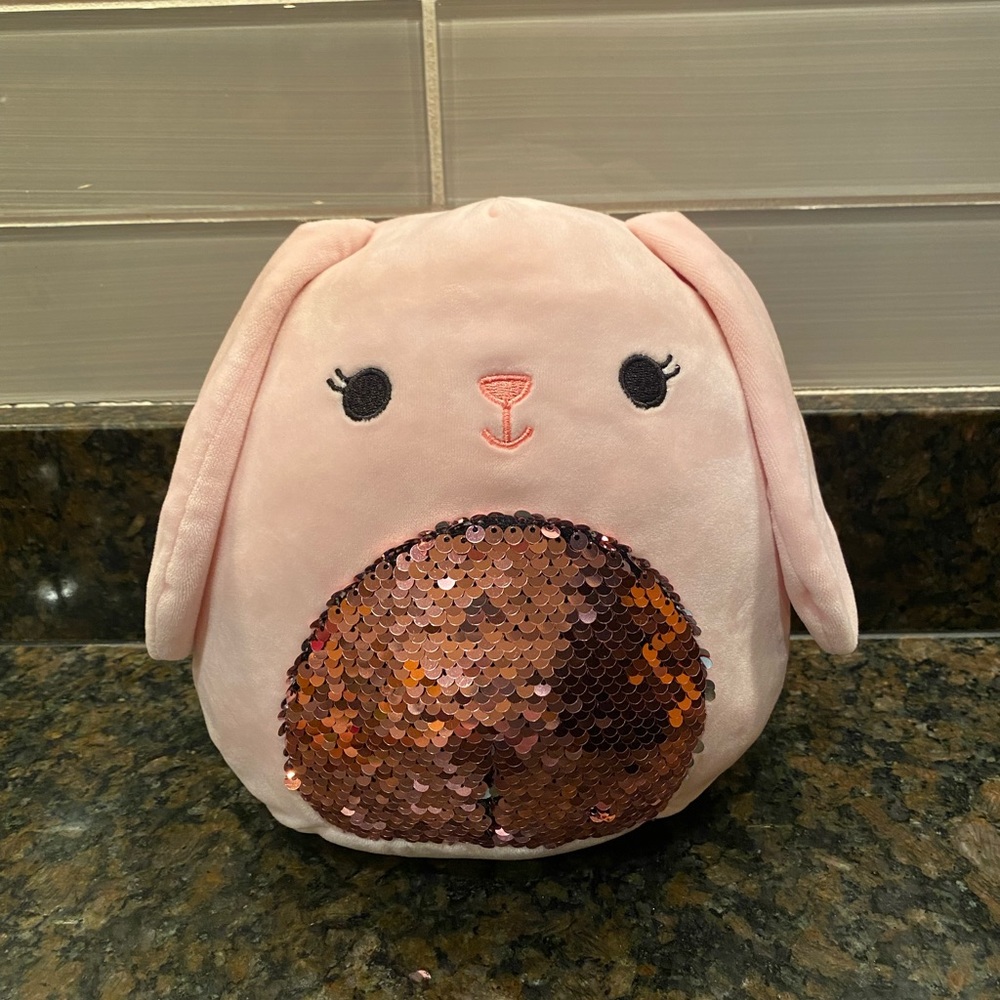 Bop squishmallow with sequin belly.